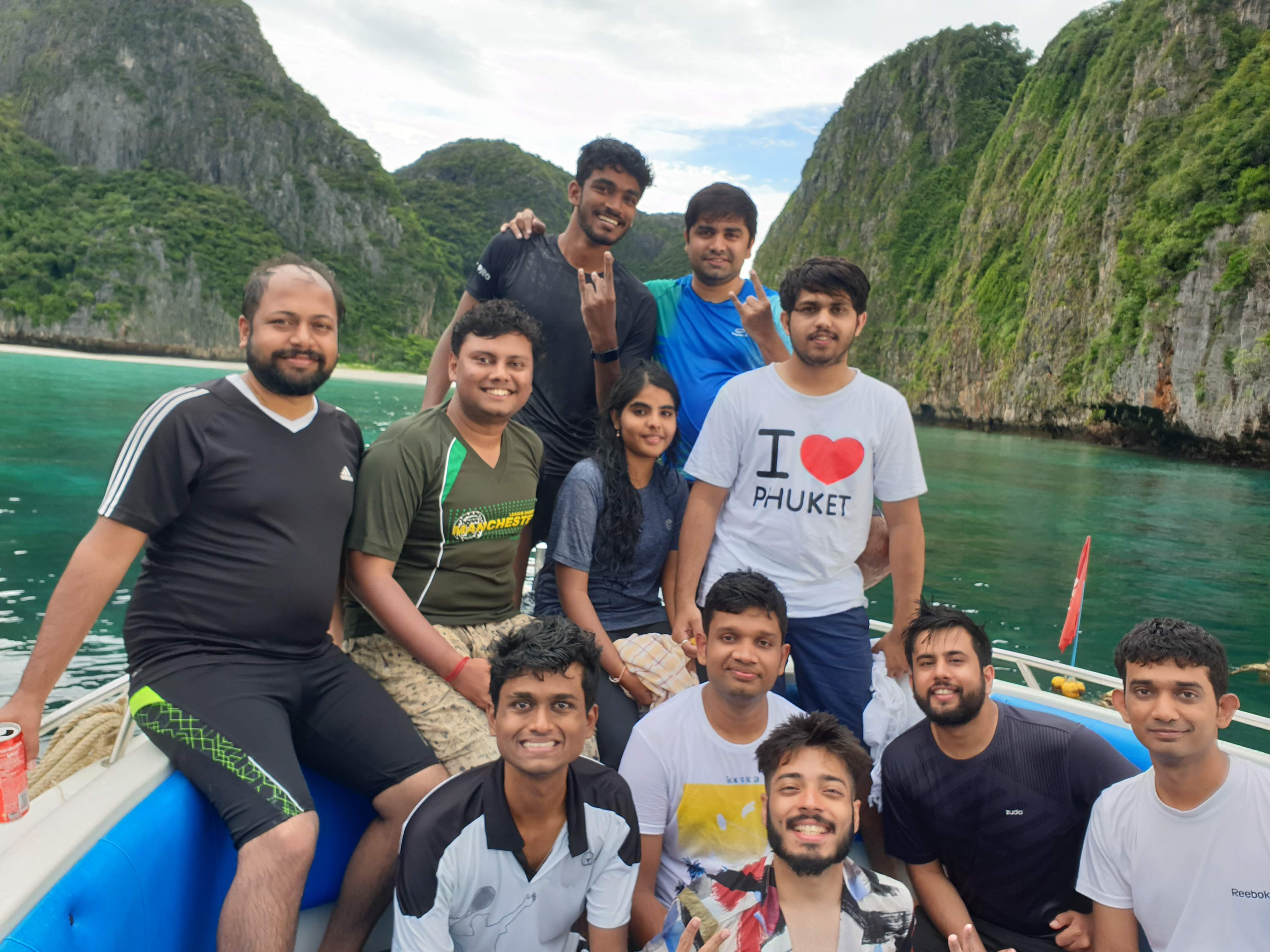 Sourav Ghosh with colleagues at Samsung Research near Maya Beach, during their vacation to Thailand